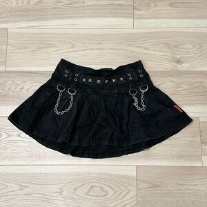 Tripp NYC Black Mini Skirt with Chain Detail